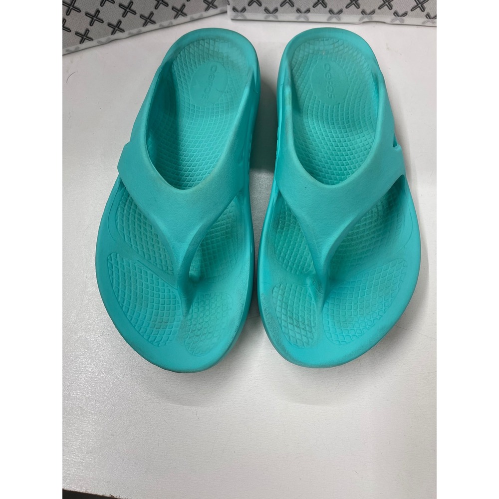 OOFOS OOriginal Recovery Sandals Aqua Teal M7 W9 EU 40 Flip Flops